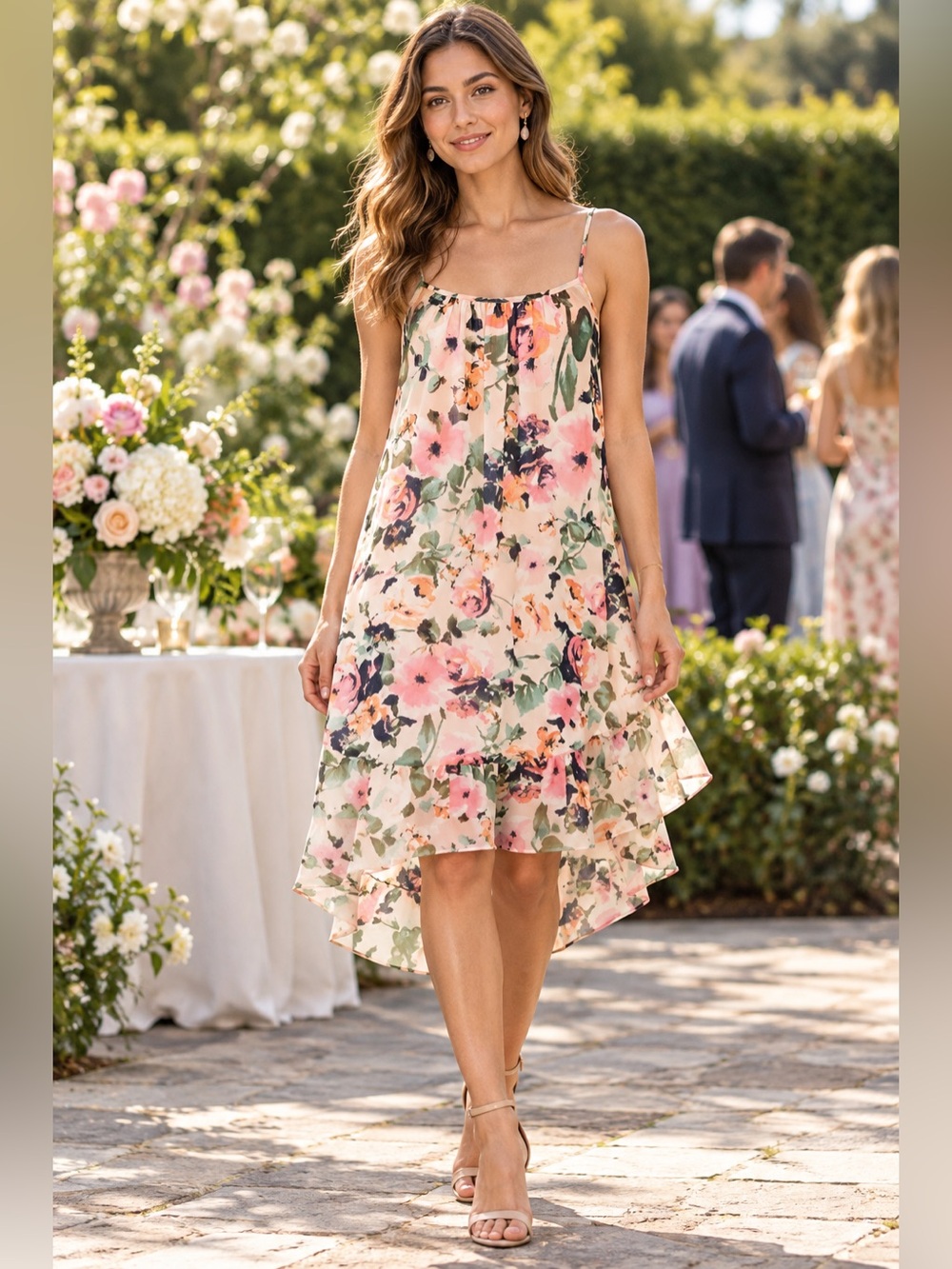 CHARLES HENRY Skirt Tail Chiffon Camil Dress M